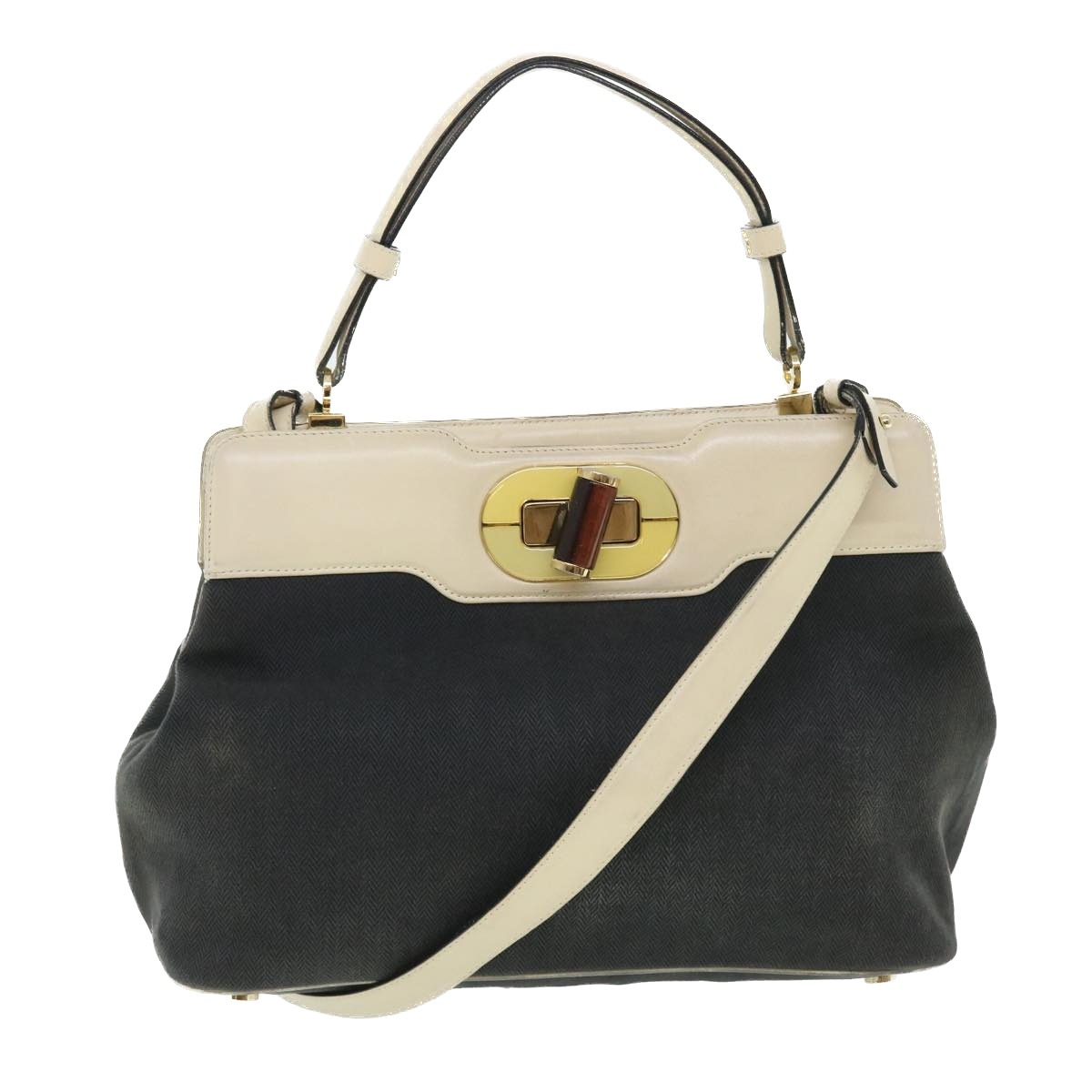 Bvlgari Isabella Rossellini Shoulder Bag Canvas 2way Black Auth Bs7634
